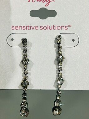 Icing Silver Crystal Linear Drop Earrings for Women